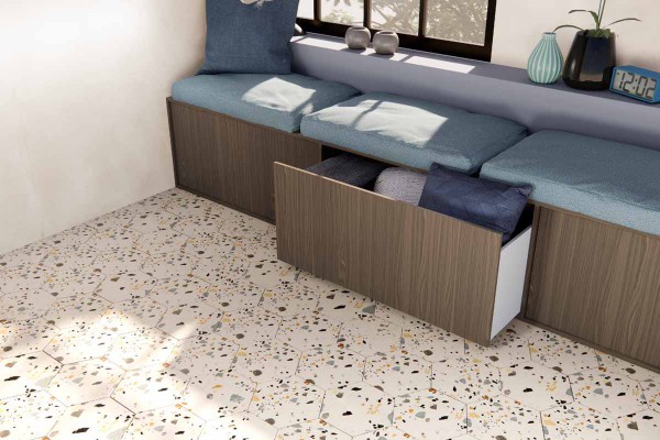 Porcelánico Hexagonal efecto terrazo 20x24 Gobi Prissmacer